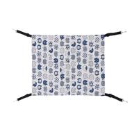 WEKADRIN Hamaca para Mascotas de Lino Transpirable Doble Cara Cama Colgante Mediana Blanca Estampado de Gato Azul Cama para Gatos Cómoda y Reutilizable Adecuado para Jaula y Descanso en