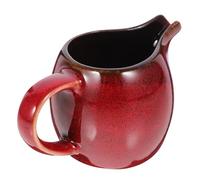 WEKADRIN Jarra de Cerámica para Leche y Crema Asa Pequeña, Diseño en Rojo Escamado, Capacidad Media, Apta para Servir Contenidos Tibios como Jarabe de Arce y Aderezos en Cocina y Servicio