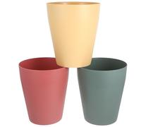 WEKADRIN Juego de 3 Cubos de Basura Pequeños sin Tapa de Polipropileno Colores Verde Rosa y Amarillo Contenedores Domésticos de Plástico para Dormitorio y Oficina Diseño Abierto y Gran