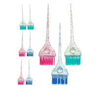 WEKADRIN Juego de 9 Brochas para Teñir Cabello con Mango Ergonómico Aplicador de Tinte de Plástico Resistente Colores Azul Rosa y Verde Adecuado para Mechas y Uso Profesional en