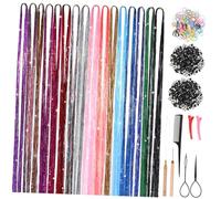 WEKADRIN Kit de Extensiones de Cabello con de Brillantes Herramientas Incluidas y Guía para Trenzas y Peinados Festivos
