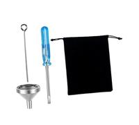 WEKADRIN Kit de Mini Embudos de Llenado para Urna de Cremación, Embudo Dispensador de Acero Inoxidable, Herramienta de Recarga Pequeña, Destornillador Azul y Bolsa de Terciopelo