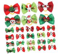 WEKADRIN Lazos Navideños Pelo De Mascota con Banda Elástica, 50 Piezas, Colores Surtidos, Accesorios para Perros Pequeños Fiestas y Celebraciones Navideñas