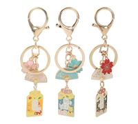 WEKADRIN Llavero Japonés de Abanico Flor de Cerezo 3 Piezas Aleación de Zinc Diseño Tradicional Kawaii Colgante Decorativo para Bolso Mochila y Llaves