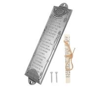 WEKADRIN Mezuzá Judía con Pergamino Sagrado para Puerta, Adorno Metálico Color Plata Antigua, Protección Religiosa para Hogar, Decoración de Herencia Hispana, Bendición de Inauguración,