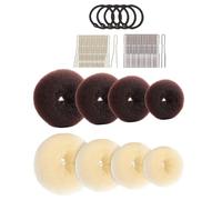 WEKADRIN Moldeador de Moños Tipo Donut Cabello 8 Esponjas 40 Horquillas Forma de U y 5 Ligas Accesorios para Moños Femeninos Adecuado para Peinados Rápidos y Fiestas