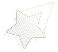 WEKADRIN Organizador de Joyas de Pared Diseño de Rejilla en Forma de Estrella Soporte Metálico Dorado para Pendientes y Collares Expositor Colgante para Ahorro de Espacio en Vestidor o