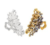 WEKADRIN Pinzas Cabello Vintage de Aleación Metálica Flores y Gemas de Imitación Juego de 2 Piezas en Plata y Azul Accesorio Floral Antideslizante para Mujeres y Niñas Adecuado para Uso