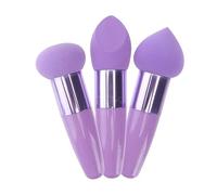 WEKADRIN Set de 3 Bolígrafos y Esponjas de Maquillaje Multifuncionales, Tamaño Pequeño, Cabeza de Hongo, Color Morado, para Mujer y Niñas, Aplicador Compacto para Base y Polvo, Adecuado
