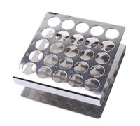 WEKADRIN Soporte para Tubos de Ensayo de Acero Inoxidable Gradilla Z 25 Orificios Banco de Pruebas Plateado para Laboratorio Escolar y Suministros Científicos