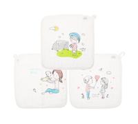 WEKADRIN Toallitas para Bebés de Algodón 30X30 CM Paños Reutilizables para Lavarse la Cara y Limpiar Manos Paquete de 3 Unidades Estampados de Fútbol Ñiño y Corazón Suaves y