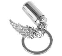 WEKADRIN Urna para Cenizas de Mascota Llavero de Metal Inoxidable con Tapa Desenroscable, Mini Contenedor Cilíndrico Color Acero, Recuerdo con Colgante para Cremación y Memorial de Perros