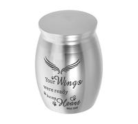 WEKADRIN Urna para Mascotas Pequeña de Acero Inoxidable Mini Urna con Tapa para Cenizas de Perros y Gatos Caja Conmemorativa Portátil con Diseño de Alas Guardianas Recuerdo para