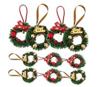 WEKAMOS 10 Piezas Miniature Artificial Christmas Wreaths Small Holiday Garland For Crafts Dollhouse Fireplace Decorations with Bowknot