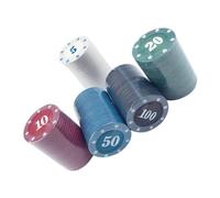 WEKAMOS 100 Piezas Fichas de Plástico Multiusos para Póker y Bingo Fichas de Contar Duraderas con Valores Dobles de Mesa para Adultos y Incluye Caja Portátil