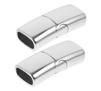 WEKAMOS 2 Cierres Magnéticos Planos de Acero Inoxidable para Pulseras Tapones para Cordón de Cuero Acabado Liso Resistentes al Desgaste Tamaño 8X4 MM Accesorios para Fabricación de