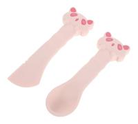 WEKAMOS 2 Piezas 2 Cucharas para Comida Enlatada de Mascotas Abrelatas Integrado, Espátula de Silicona Rosa para Gatos y Perros, Utensilios para Mezclar Alimentos Húmedos y Secos, Juego de