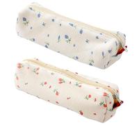 WEKAMOS 2 Piezas Estuche de Lápices Floral Pequeño con Cremallera Bolsa Organizadora para Material Escolar y Cosméticos Ligera y Portátil para Estudiantes y Artistas