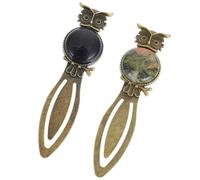 WEKAMOS 2 piezas Marcapáginas Metálico Búho Vintage con Incrustaciones de Gemas Clip para Libros Elegante y Multifuncional para Estudiantes y Oficina