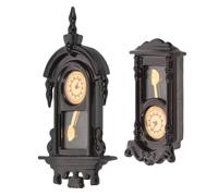 WEKAMOS 2 Piezas Miniature Vintage Dollhouse Wall Clock with Movable Hands Retro Pendulum Decoration For Living Bedroom and Kitchen Accessories