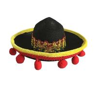 WEKAMOS 2 Piezas Sombrero Mini para Mascotas Estilo Mexicano con Pompones Rojos Accesorio y Transpirable para Perros y Cachorros Pequeños