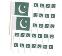 WEKAMOS 200 Piezas Palillos con Bandera Pakistán para Cócteles y Postres Mini Banderas Palillos de Madera Decoración Portátil para Fiestas y Aperitivos