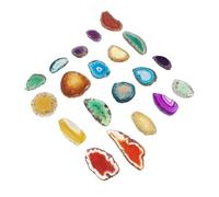 WEKAMOS 20piezas Ágata Natural Perforada Colorida Rebanadas Pequeñas Para Decoración De Campanas De Viento Accesorios Diy Para Joyería y Pulseras Piedras Naturales Para Artesanías