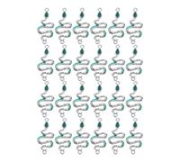 WEKAMOS 25 Colgantes de Serpiente de Aleación para Fabricación de Joyas DIY Dijes para Pulseras y Collares Diseño Doble Agujero Color Verde Base Blanca 25 Unidades para Manualidades