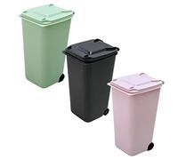 WEKAMOS 3 piezas Mini Bote de Basura de Escritorio con Tapa de Negro Verde Rosa Papelera Práctica para Oficina y Hogar para Mantener el Mesas y Encimeras