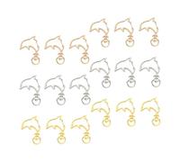 WEKAMOS 30 piezas Cierres Metálicos Forma de Delfín Hueco para Llaveros Accesorios DIY Aleación de Zinc Resistentes y Fáciles de Usar para Crear Charms Personalizados Dorado Plateado y