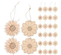 WEKAMOS 30 piezas Flores de Madera para Manualidades DIY Cortes de Madera sin Terminar Formas de Girasol y Flores Pequeñas para Decoración Pintura y Proyectos Creativos