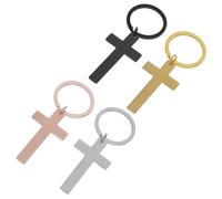 WEKAMOS 4 Piezas Llavero de Cruz de Acero Inoxidable para Personalizar de Plata Negro y Rosa Resistente y Ligero para Regalos de Bautizo Fiestas y Voluntariado Religioso