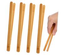 WEKAMOS 4 Pinzas de Bambú para Aprendizaje Temprano y Desarrollo de Motricidad Niños 18 CM de Madera Natural Set de 4 Piezas para Juego en Casa y Entrenamiento Educativo