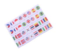 WEKAMOS 64 Piezas Mahjong para Jugadores Fichas Melamina con Banderas Nacionales Set Educativo de Mesa para Fiesta Familiar y Aprendizaje Geográfico