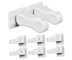 WEKAMOS 8 Cerraduras de Palanca para Puertas de Niños, Seguras y Confiables Respaldo Adhesivo, Hechas de Abs Blanco para Manijas y Palancas de Puerta