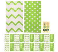 WEKAMOS Bolsas de Obsequio de Papel Kraft Día de San Patricio 24 Unidades Verdes Diseño de Trébol Resistentes y Reutilizables para Fiestas Dulces Galletas y Manualidades