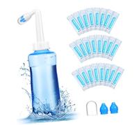 WEKAMOS Botella De Lavado Nasal Exprimible 500 Ml Con Válvula Automática y 40 Sobres De Sal Para Enjuague Nasal, Sistema De Irrigación Seguro Para Salud Sin Congestión, Adultos y Uso Diario