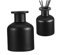 WEKAMOS Botellas Difusoras de Vidrio Vacías para Aroma Cereria Molla Negras de 150ml, Elegantes y Rellenable Pack de 2 Piezas en Oficina y Meditación