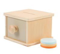 WEKAMOS Caja de Monedas de Madera Macaron para Pequeños, Juguete Didáctico para Desarrollo Temprano, Entrenamiento de Habilidades Motoras Finas y Coordinación Mano-Ojo, 1 Unidad