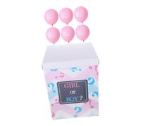 WEKAMOS Caja Decorativa para Revelación de Género con Globos Rosas y Caja Transparente Kit Fácil de Montar para Fiesta Shower Niña Set Único para Decoración de Fiesta Revelación Género