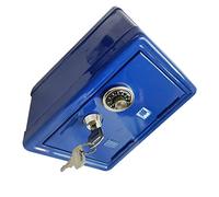 WEKAMOS Caja Fuerte Metálica Mini Azul Alcancía de Hierro con Forma para Caja de Almacenamiento de Monedas y Objetos para Escritorio y