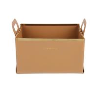 WEKAMOS Caja Organizadora de Escritorio Pequeña de Cuero Plegable con Asa Organizador Compacto para Artículos Marrón para Hogar y Oficina