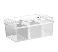 WEKAMOS Caja Organizadora Portátil para Medicinas con Compartimentos y Asa Estuche Plástico Transparente Sellado con Divisores Almacenamiento Multiusos para Pastillas y Pequeños Objetos