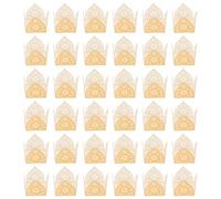 WEKAMOS Cajas Decorativas para Dulces 50 Unidades Color Dorado Reflectante Diseño Hueco y Borde de Encaje, Ideales para Fiestas, Bodas y Celebraciones, Envoltorios para Chocolates