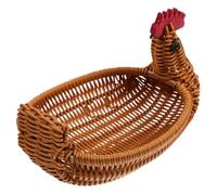 WEKAMOS Cesta De Almacenamiento De ImitacióN De RatáN Forma De Gallina Para Frutas Y Huevos Cesta De Dibujos Animados Para Cocina Y DecoracióN De Pascua 7.48X5.51X5.11In