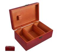 WEKAMOS Costurero de Madera Rojo con Tapa y 3 Compartimentos, Organizador Vintage para Herramientas de Costura, Caja para Guardar Agujas, Hilos y Accesorios, Portátil para Manualidades