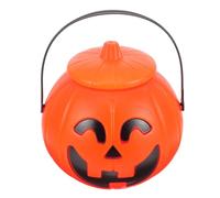 WEKAMOS Cubo de Calabaza Naranja para Halloween Tapa, Contenedor Portátil de Dulces y Snacks para Niños, Material Pp Resistente para Celebraciones y Ambientación Festiva