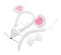 WEKAMOS Diadema Ajustable de Rata para Disfraz Orejas Pequeñas de Felpa Blanca y Nariz Acolchada Accesorio para Fiestas Halloween y Cosplay Set de 4 Piezas Adultos