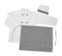 WEKAMOS Disfraz Infantil Chef con Delantal de Cuadros y Gorro Ropa de Cocina para Educación Casa Protección contra Manchas y Fomento de Habilidades Prácticas