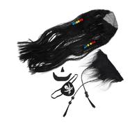 WEKAMOS Disfraz Pirata para Halloween con Peluca Trenzada Bigote y Postizos Cómodos Accesorios de Fiesta Reutilizables y para Cosplay y Carnaval